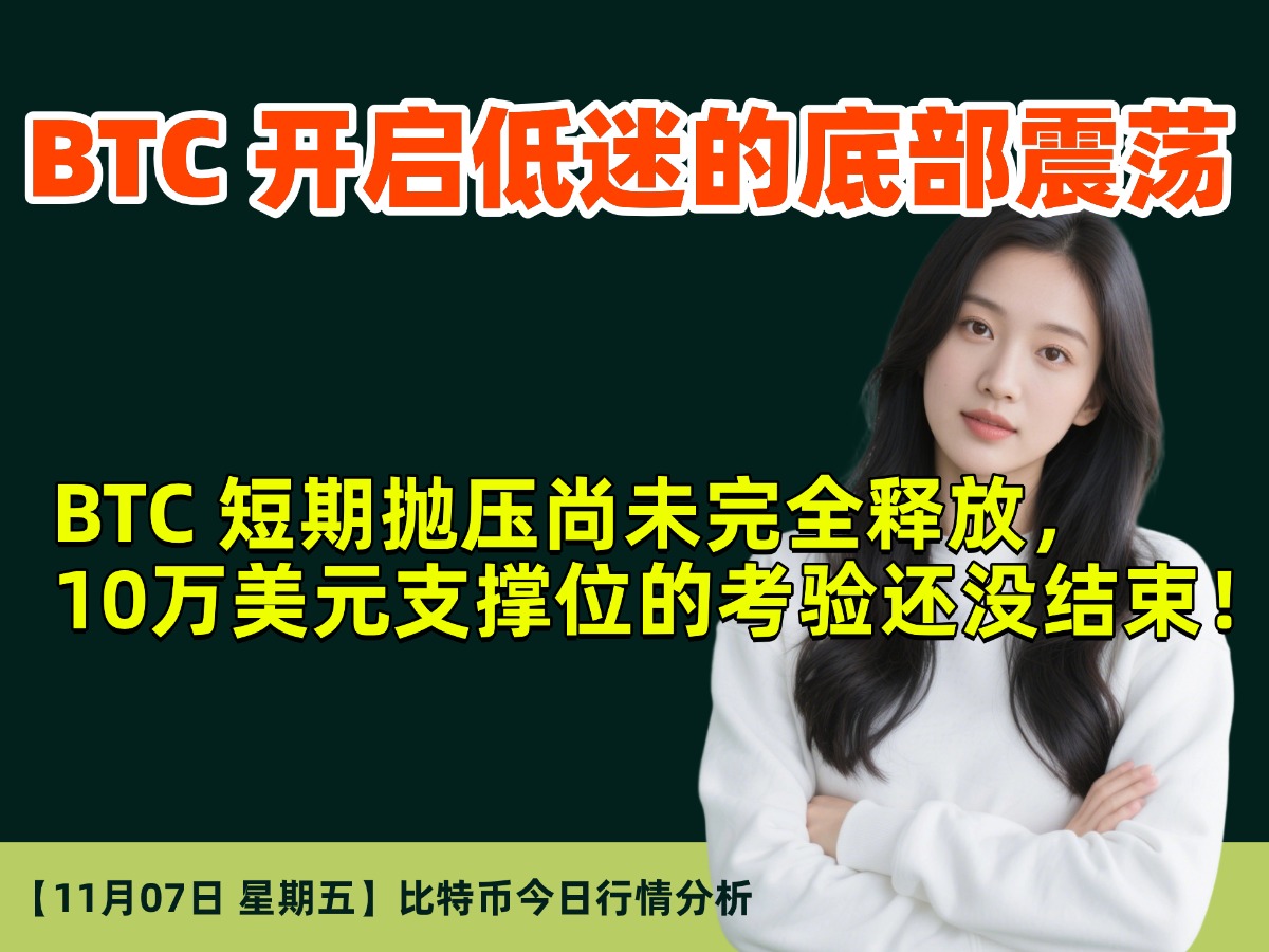 11月07日｜BTC开启底部震荡｜BTC短期抛压尚未完全释放，10万美元支撑位的考验还没结束！